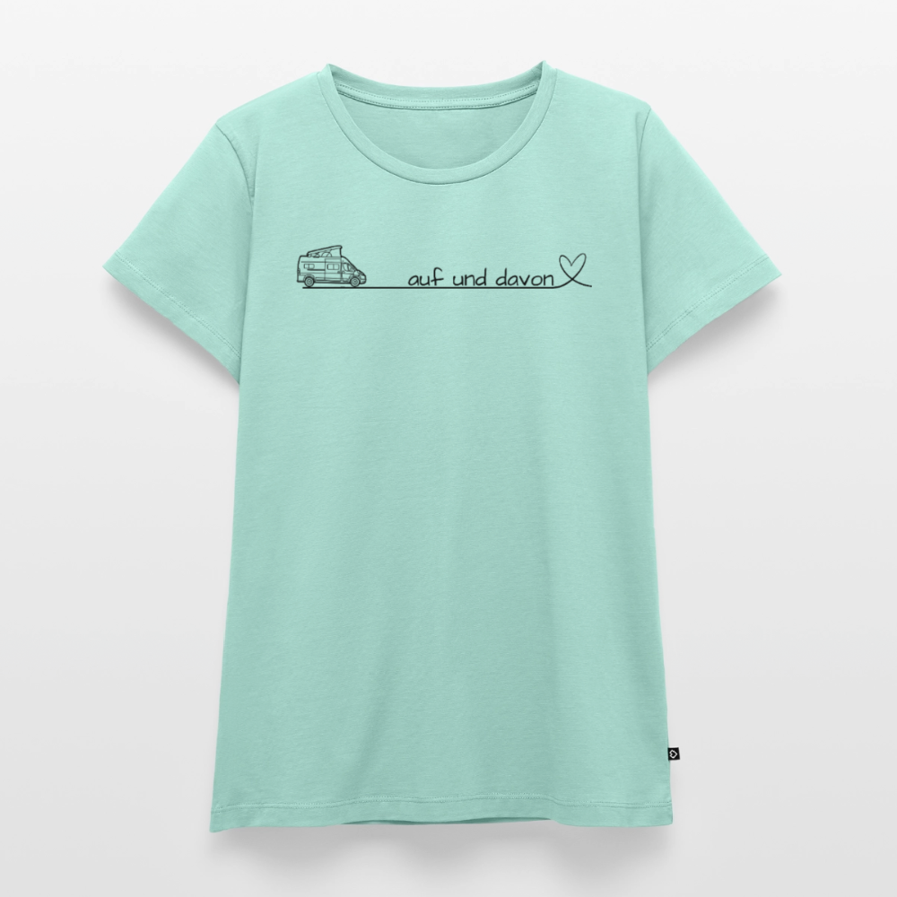 Auf und Davon - Damen Camping T-Shirt - Bulli / Van - Mint 