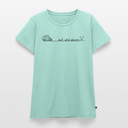 Auf und Davon - Damen Camping T-Shirt - Bulli / Van - Mint 