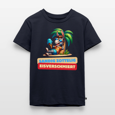 Sandig Zottelig Eisverschmiert - Kinder Camping T-Shirt - Navy