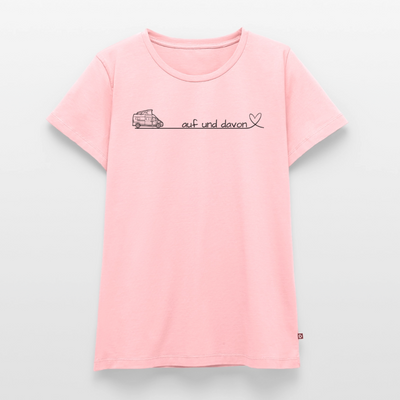 Auf und Davon - Damen Camping T-Shirt - Bulli / Van - Rosa