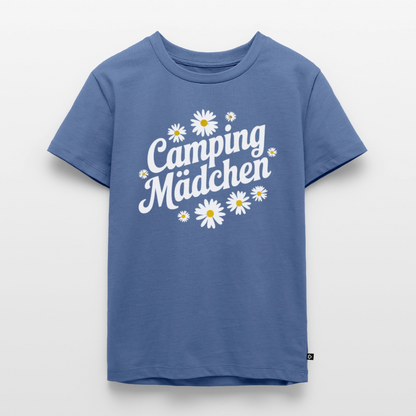 Camping Mädchen - Kinder Camping T-Shirt - Taubenblau