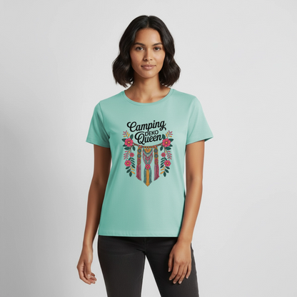Camping Deko Queen - Damen Camping T-Shirt - Mint 