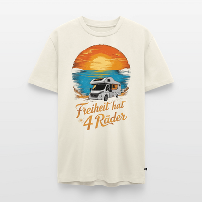 Freiheit hat 4 Räder - Herren Camping T-Shirt - Wohnmobil - Naturweiß