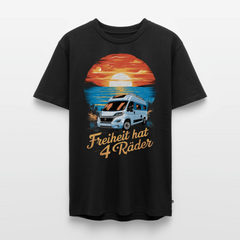 Freiheit hat 4 Räder - Herren Camping T-Shirt - Vanlife - Schwarz
