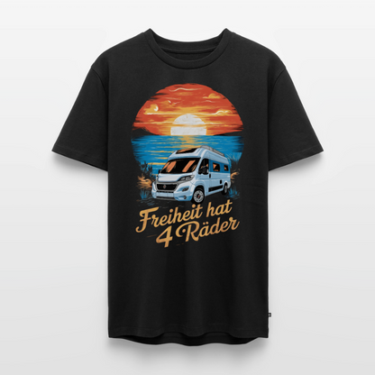 Freiheit hat 4 Räder - Herren Camping T-Shirt - Vanlife - Schwarz