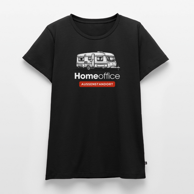 Wohnwagen Homeoffice - Damen Camping T-Shirt - Schwarz