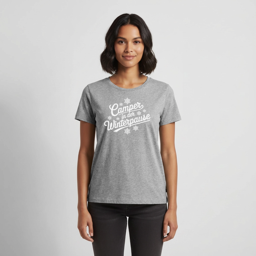 Camper im Winter - Damen Camping T-Shirt - Grau meliert