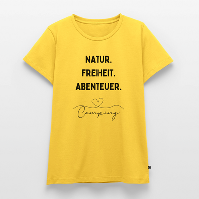 Natur Freiheit Abenteuer - Damen Camping T-Shirt - Sonnengelb