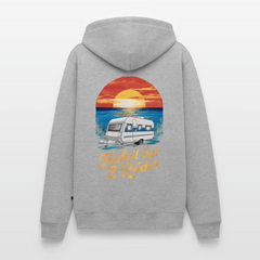Freiheit hat 2 Räder - Herren Camping Hoodie - Wohnwagen - Grau meliert