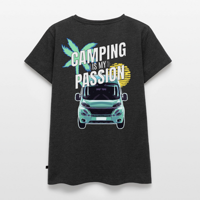 Camping Passion - Damen Camping T-Shirt - Anthrazit meliert