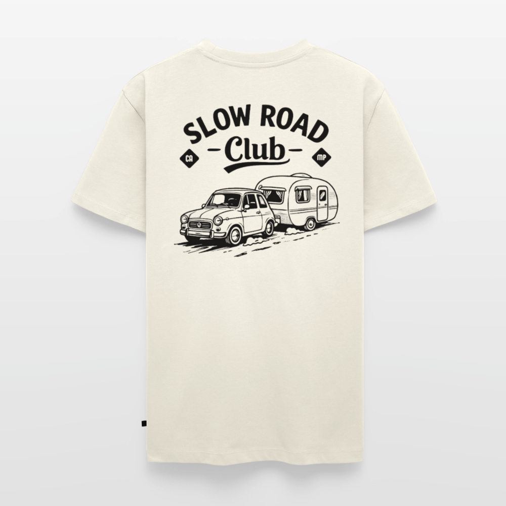 Slow Road Club - Herren Camping T-Shirt - Naturweiß