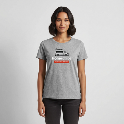Vanlife Homeoffice - Damen Camping T-Shirt - Grau meliert