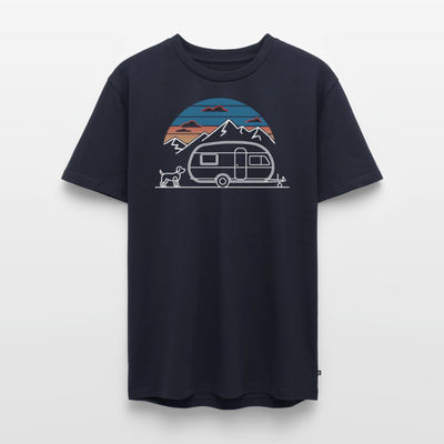 Wohnwagen mit Hund - Herren Camping T-Shirt - Navy