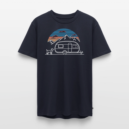 Wohnwagen mit Hund - Herren Camping T-Shirt - Navy