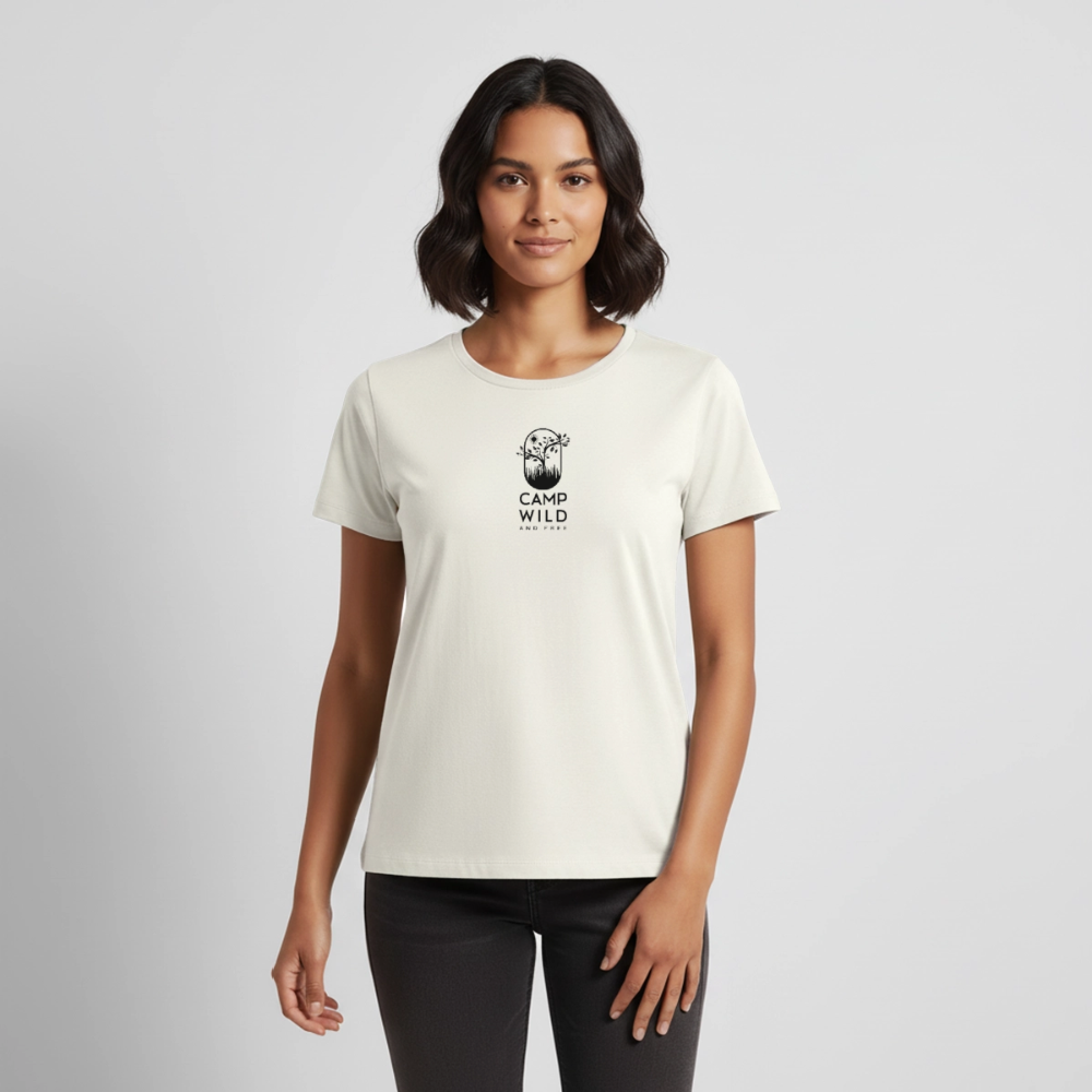Camp Wild and Free - Damen Camping T-Shirt - Naturweiß