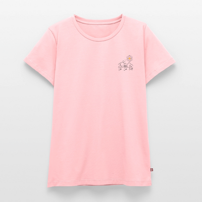 Lebe Liebe Campe - Damen Camping T-Shirt - Brust - Rosa