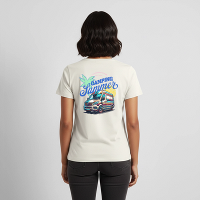 Camping Summer - Damen Camping T-Shirt - Naturweiß