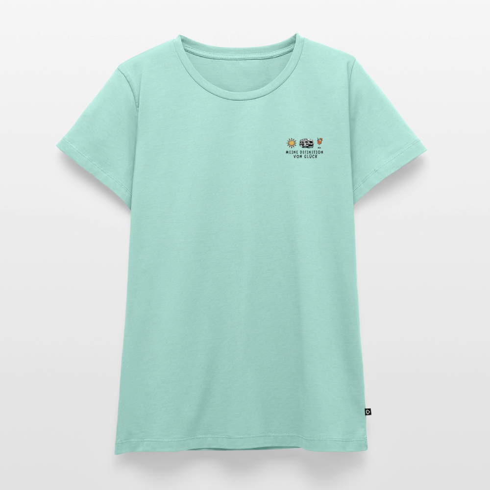 Definition von Glück - Damen Camping T-Shirt - Wohnwagen - Mint 
