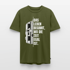 Camping ist Zeitlos - Herren Camping T-Shirt - Wohnwagen - Khaki