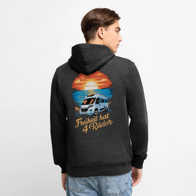 Freiheit hat 4 Räder - Herren Camping Hoodie - Vanlife - Anthrazit meliert