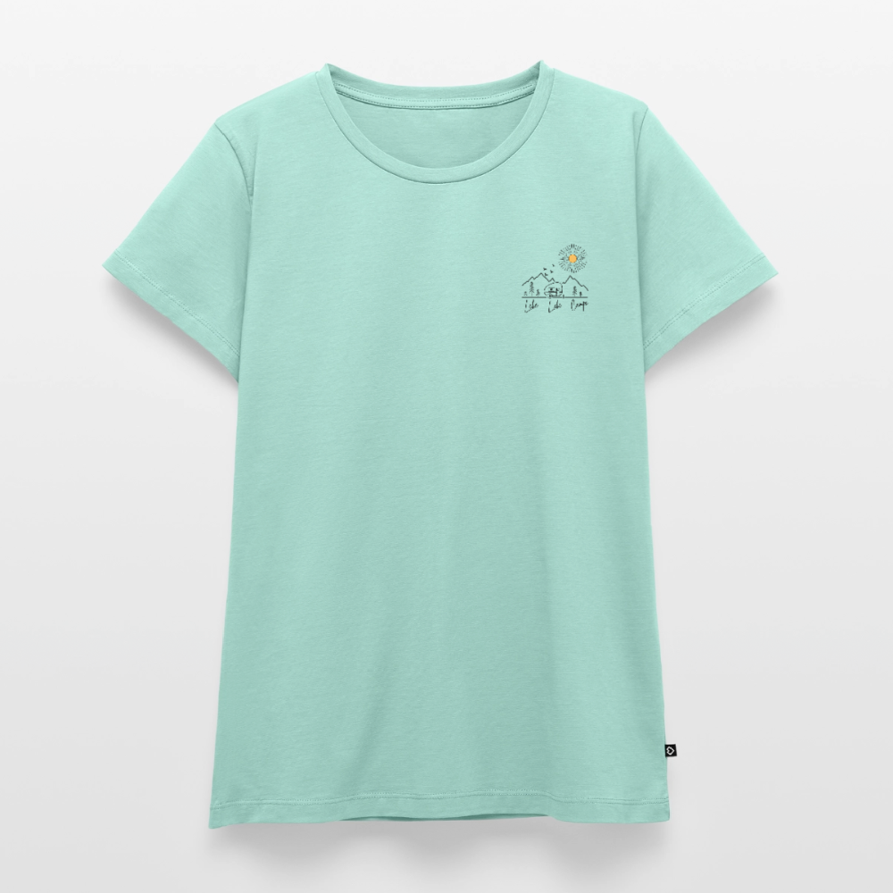 Lebe Liebe Campe - Damen Camping T-Shirt - Brust - Mint 