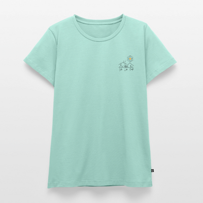 Lebe Liebe Campe - Damen Camping T-Shirt - Brust - Mint 