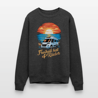 Freiheit hat 4 Räder - Herren Camping Sweatshirt - Vanlife - Anthrazit meliert