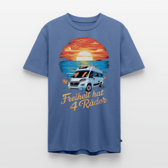 Freiheit hat 4 Räder - Herren Camping T-Shirt - Vanlife - Taubenblau