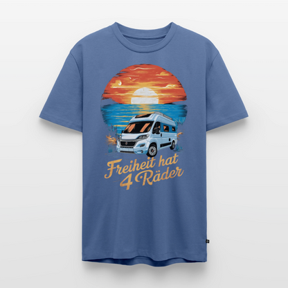 Freiheit hat 4 Räder - Herren Camping T-Shirt - Vanlife - Taubenblau
