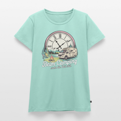 Zeit steht still - Damen Camping T-Shirt - Wohnmobil - Mint 