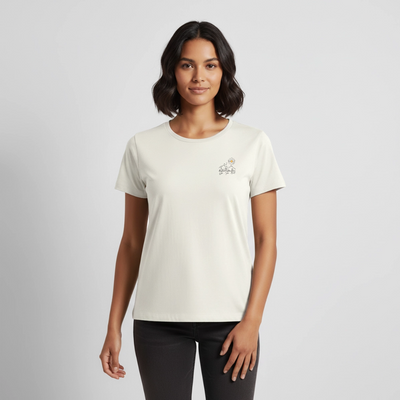 Lebe Liebe Campe - Damen Camping T-Shirt - Brust - Naturweiß