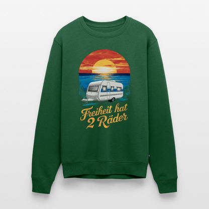 Freiheit hat 2 Räder - Herren Camping Sweatshirt - Wohnwagen - Flaschengrün