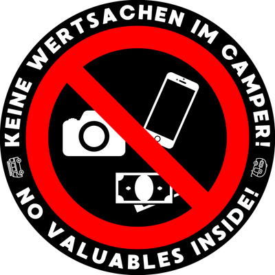 Warnaufkleber - Keine Wertsachen im Camper - LazyDonkeyDesign 
