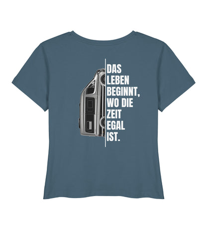 Camping ist Zeitlos - Damen Organic T-Shirt - Vanlife - Rückenmotiv - LazyDonkeyDesign 