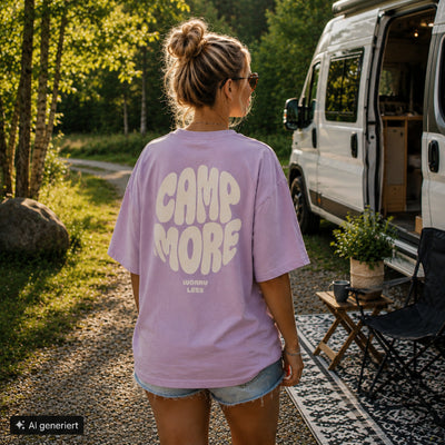 Camp More Worry Less – Oversized Camping T-Shirt Unisex