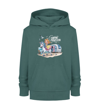 Camping Prinzessin - Kinder Organic Hoodie - LazyDonkeyDesign 