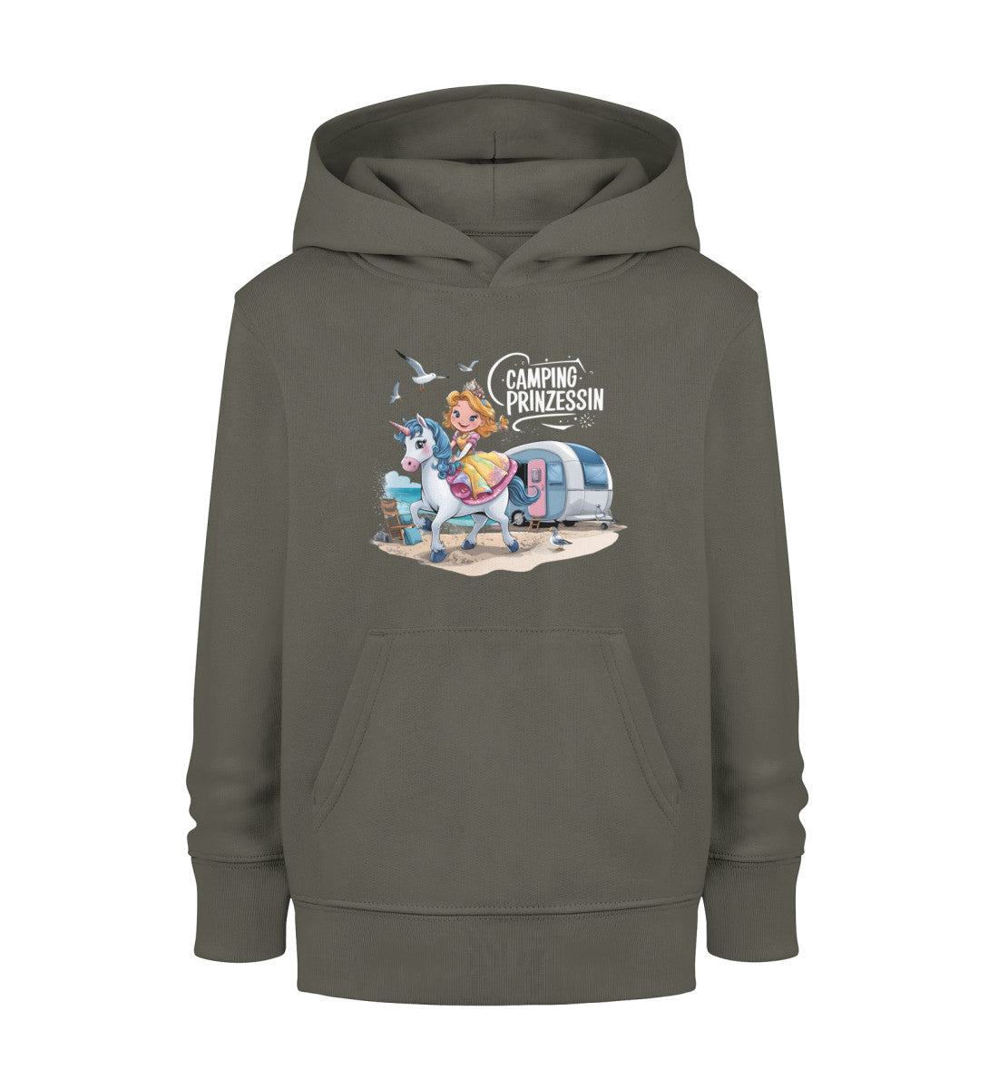 Camping Prinzessin - Kinder Organic Hoodie - LazyDonkeyDesign 