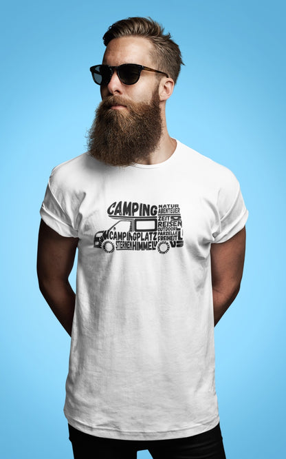 Herren Camping T-Shirt - Camping Typografie Wohnmobil