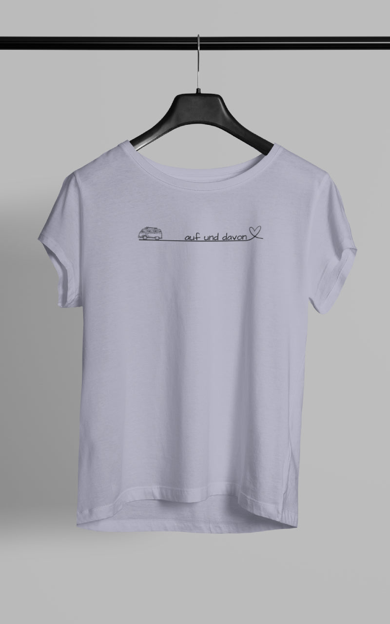 Auf und Davon - Damen Camping T-Shirt - Bulli