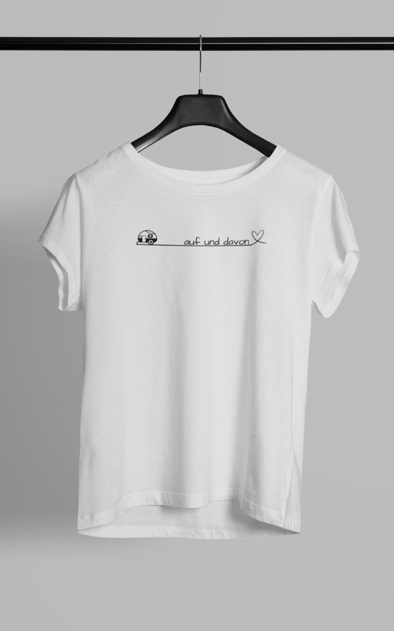 Damen Camping T-Shirt - Auf und Davon - Wohnwagen