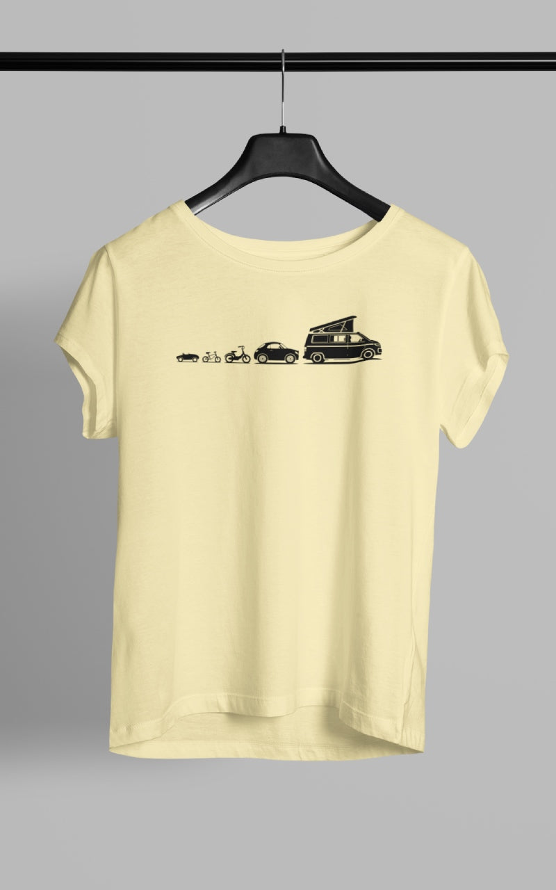 Frauen Camping T-Shirt - Evolution Bulli