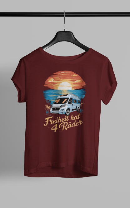 Damen Camping T-Shirt - Freiheit hat 4 Räder - Van