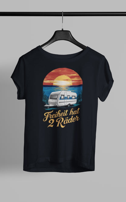 Damen Camping T-Shirt - Freiheit hat 2 Räder