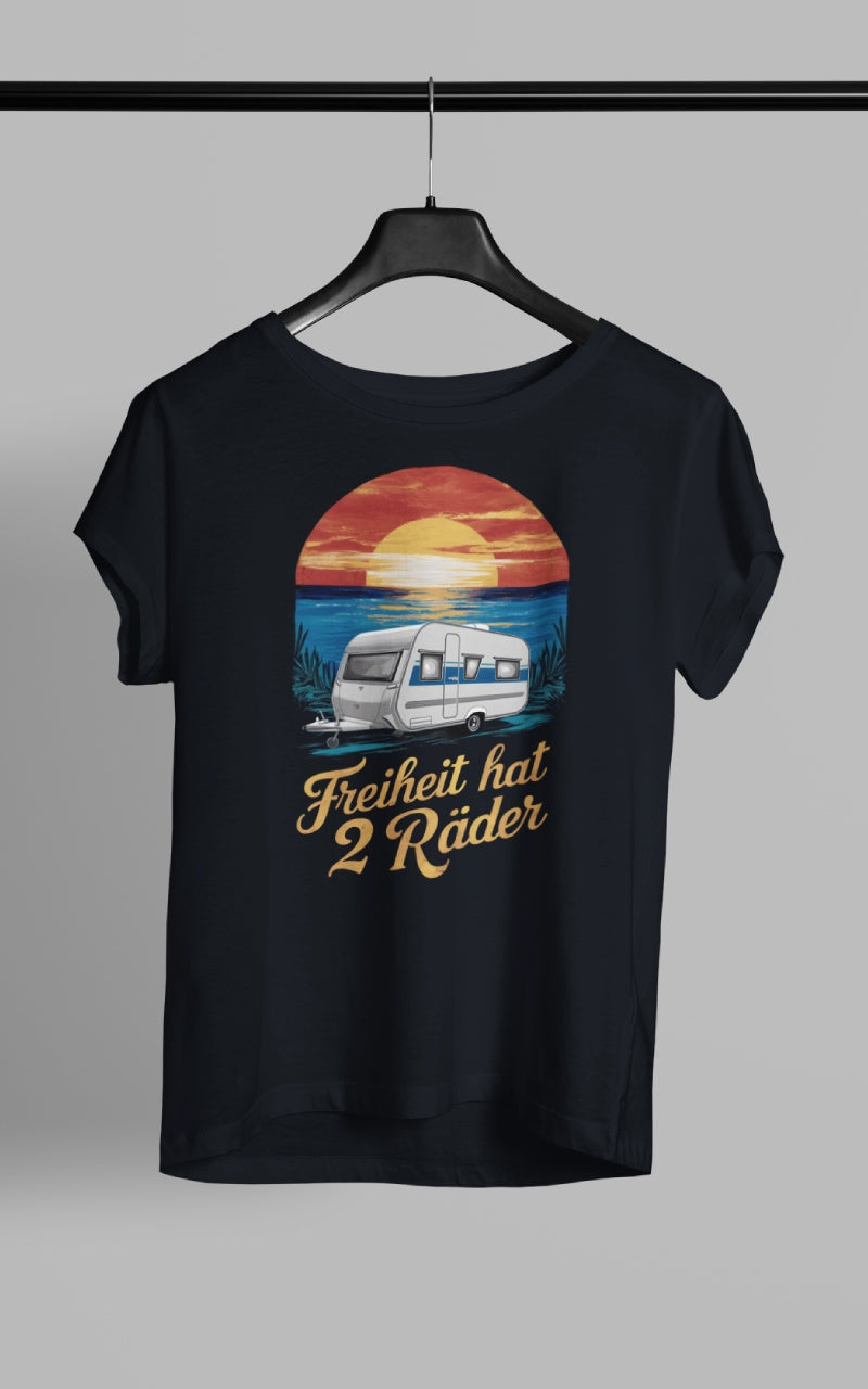 Damen Camping T-Shirt - Freiheit hat 2 Räder