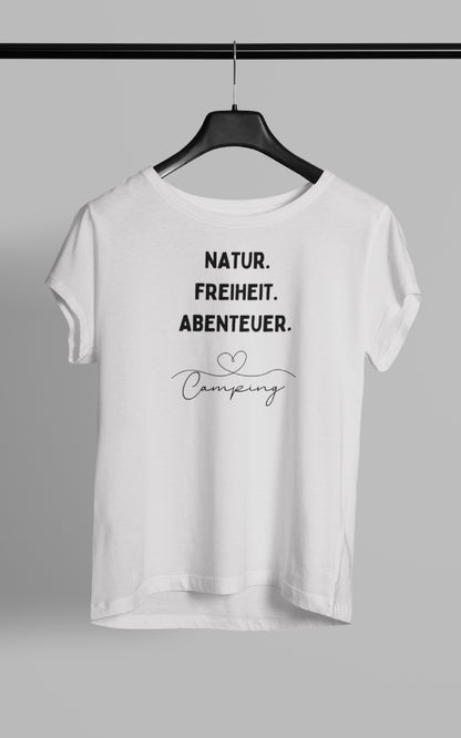 Damen Camping T-Shirt - Natur Freiheit Abenteuer