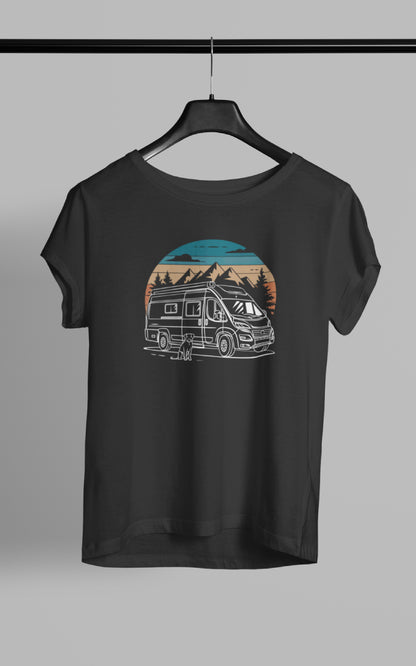 Damen Camping T-Shirt - Anliefe mit Hund
