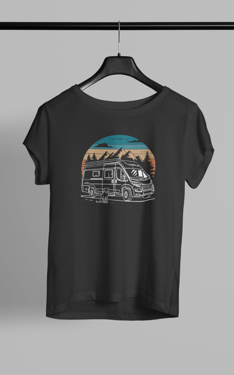 Damen Camping T-Shirt - Anliefe mit Hund