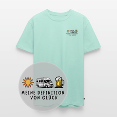 Herren T-Shirt „Meine Definition von Glück“ mit Van in Mint, Motiv-Detail