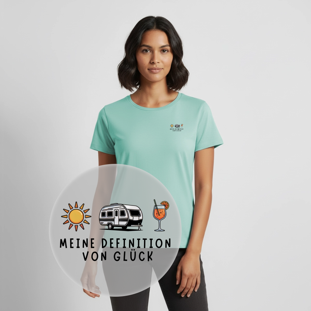 Definition von Glück - Damen Camping T-Shirt - Wohnwagen