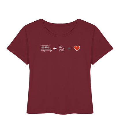 Camping + Hund - Damen Organic T-Shirt - Wohnwagen - LazyDonkeyDesign 